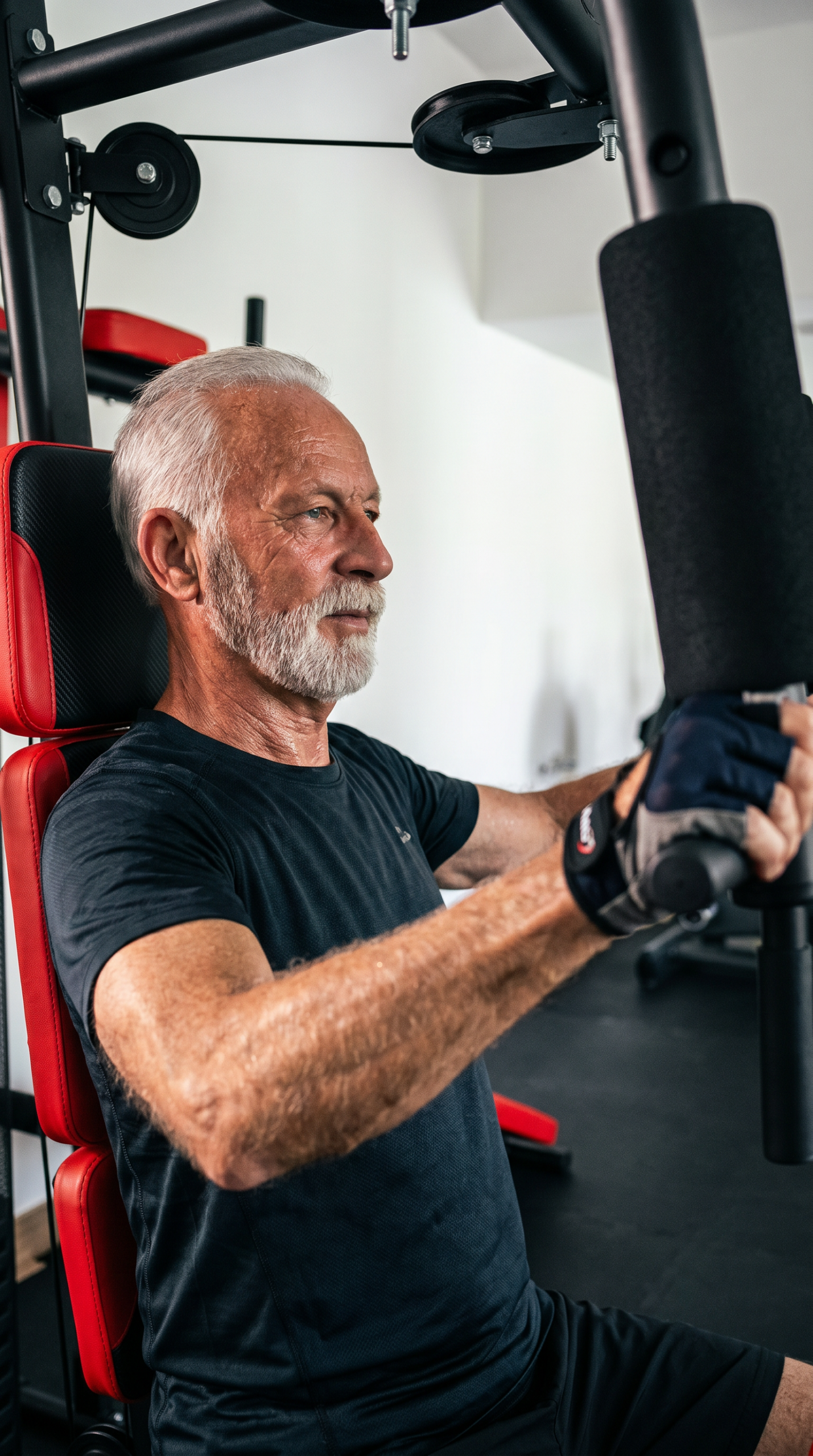 Gość ćwiczący na atlasie treningowym w sali fitness Balnea Medical SPA w Inowrocławiu