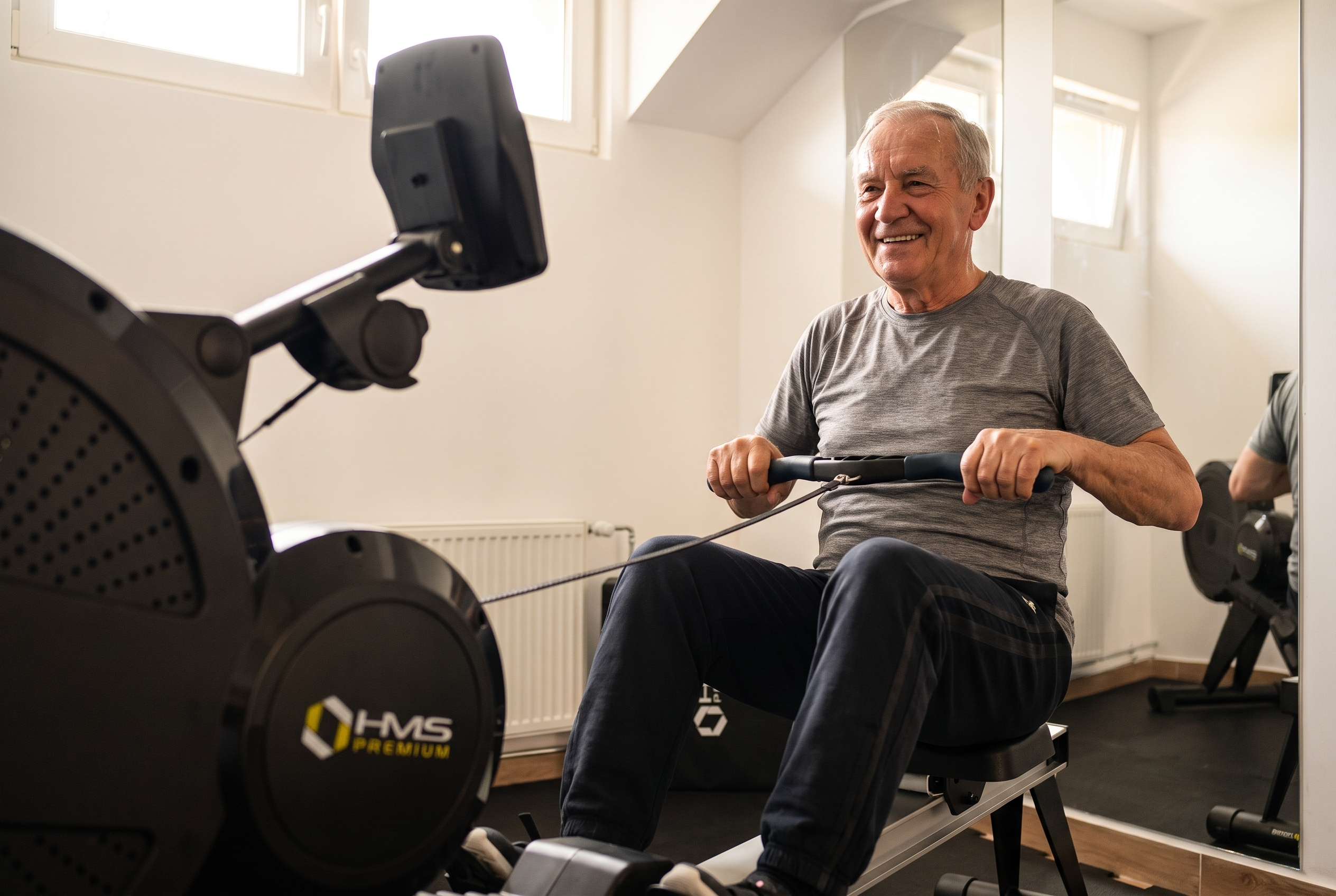 Gość ćwiczący na ergometrze w sali fitness Balnea Medical SPA w Inowrocławiu